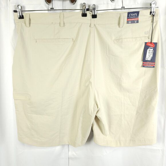 NWT Chaps Mens 50 Beige Cream Performance UPF 40+ Stretch Golf Cargo Shorts - Picture 3 of 10